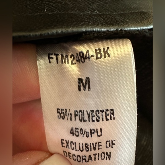 THML Anthropologie Lucille Short Puff Sleeve Faux Leather MEDIUM Babydoll A-Line - Picture 8 of 15